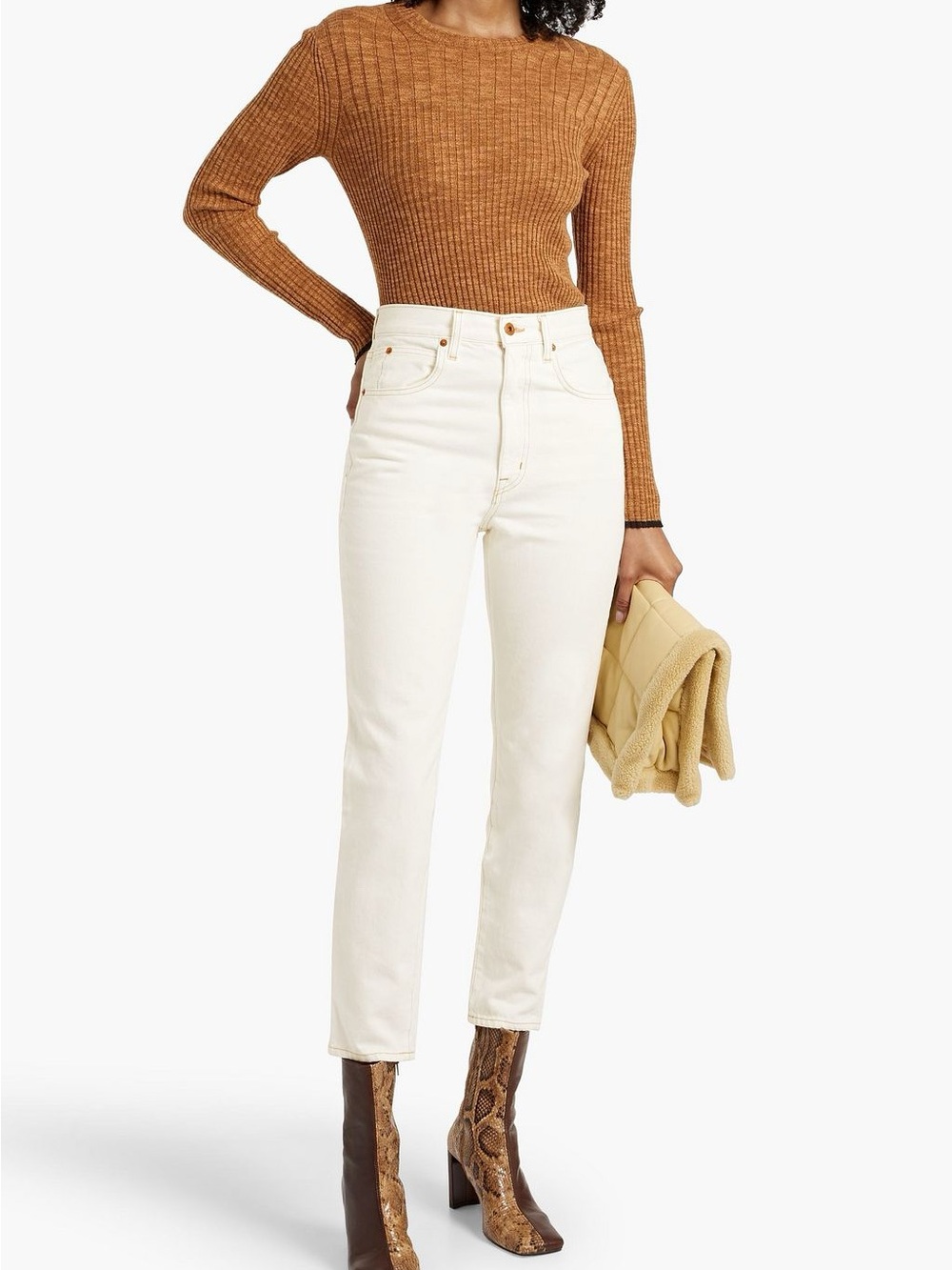 SLVRLAKE Beatnik Slim Straight High-Rise Ivory Size 30